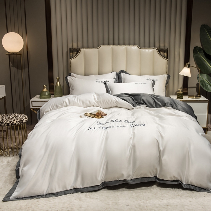 91家纺网 家纺一手货源 找家纺 丝印良品 2026新款水洗真丝盛夏系列四件套单被套四件套 珍珠白