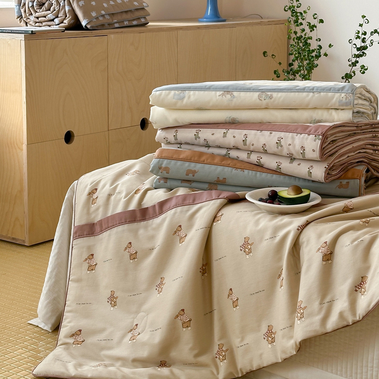 91家纺网 家纺一手货源 找家纺 （总）一加一 2026新款活性印花透气工艺大豆夏被夏凉被空调被四件套-棉花叙