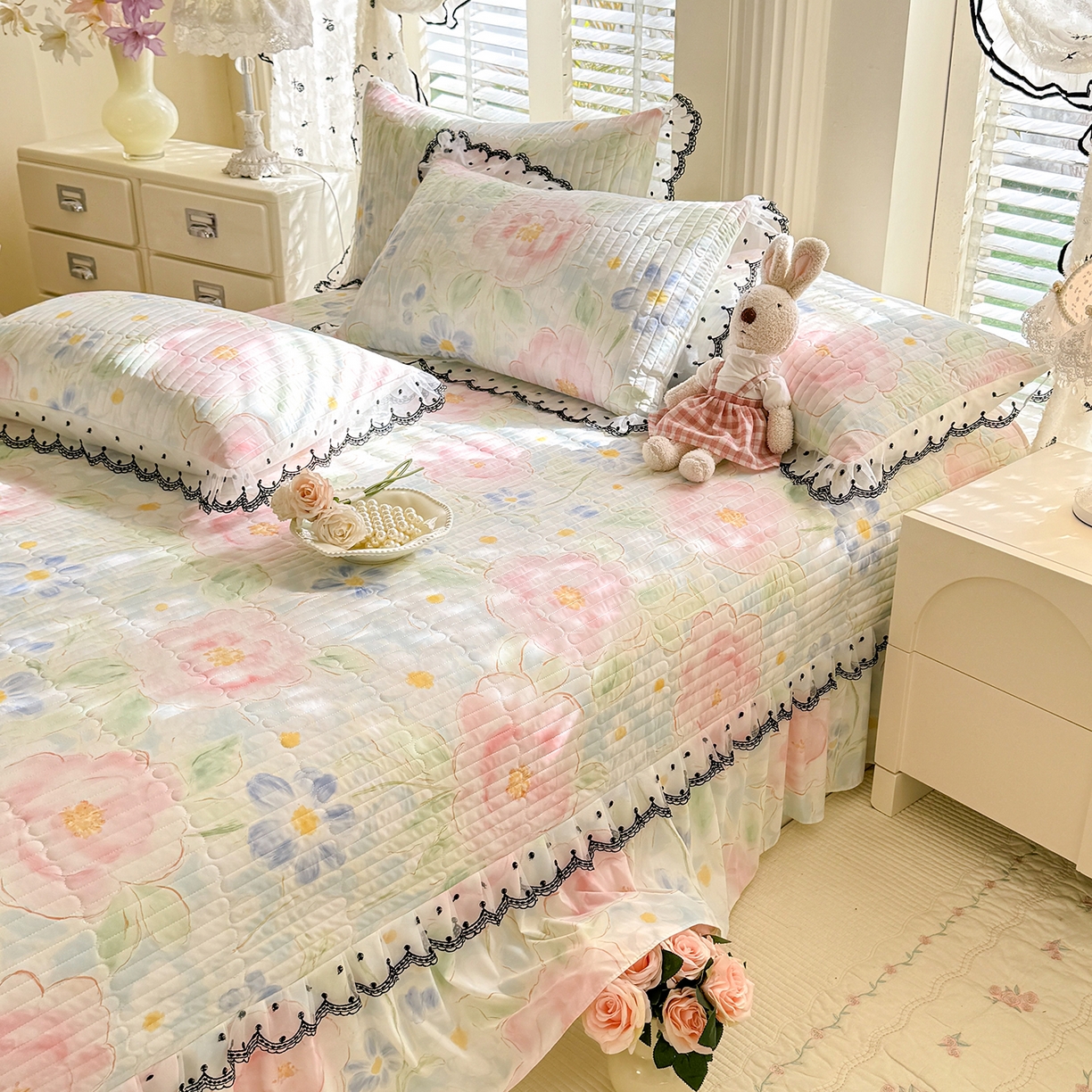 91家纺网 家纺一手货源 找家纺 （总）丝印良品 2026新款凉感丝夹棉床盖款三件套