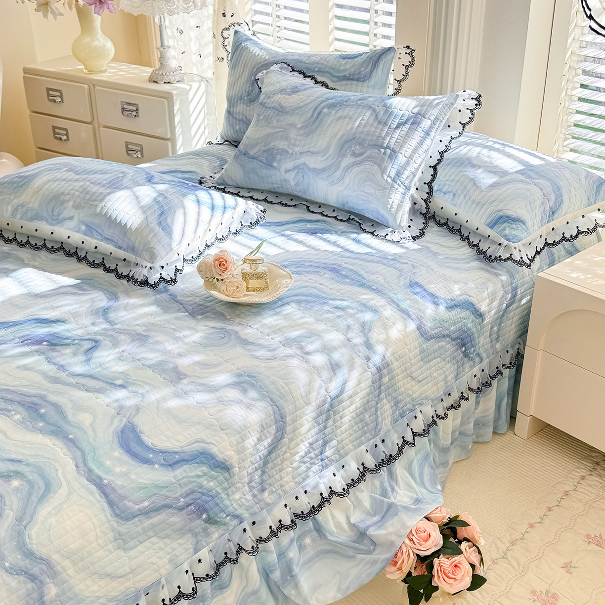 丝印良品 2026新款凉感丝夹棉床盖款三件套 星河好眠