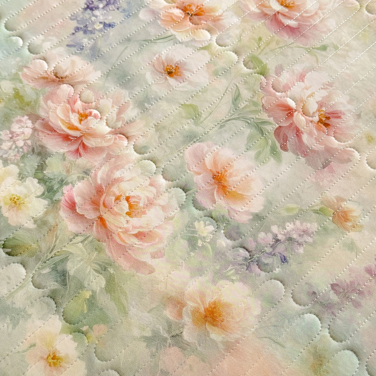 91家纺网 家纺一手货源 找家纺 丝印良品 2026新款凉感丝夹棉床盖款三件套 向阳花开