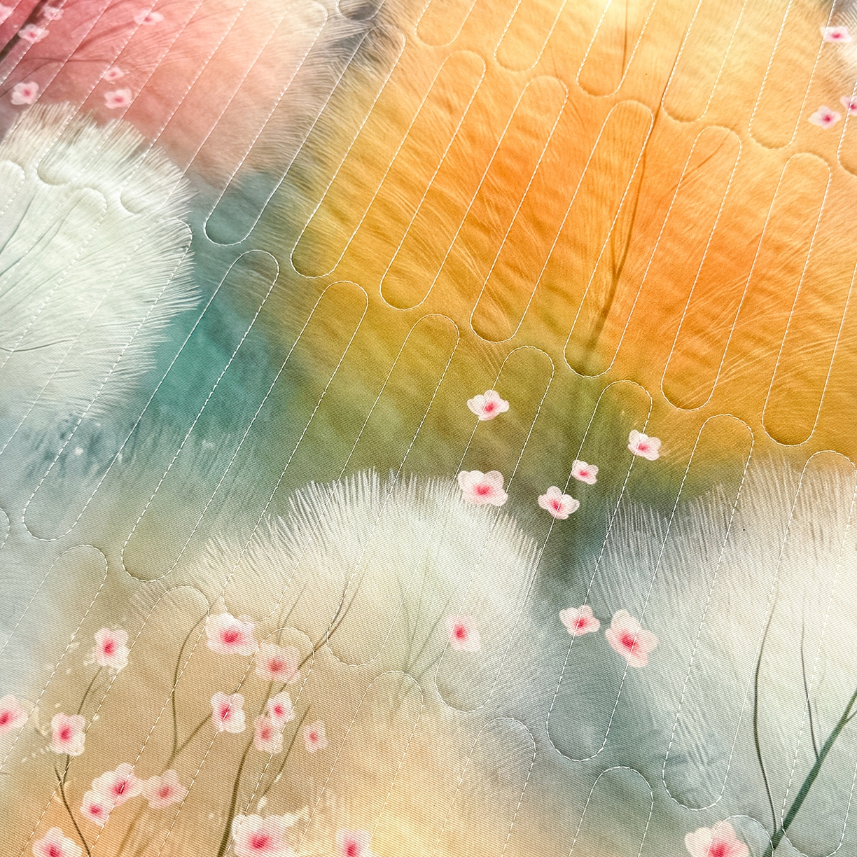 91家纺网 家纺一手货源 找家纺 丝印良品 2026新款凉感丝夹棉床盖款三件套 空谷幽兰