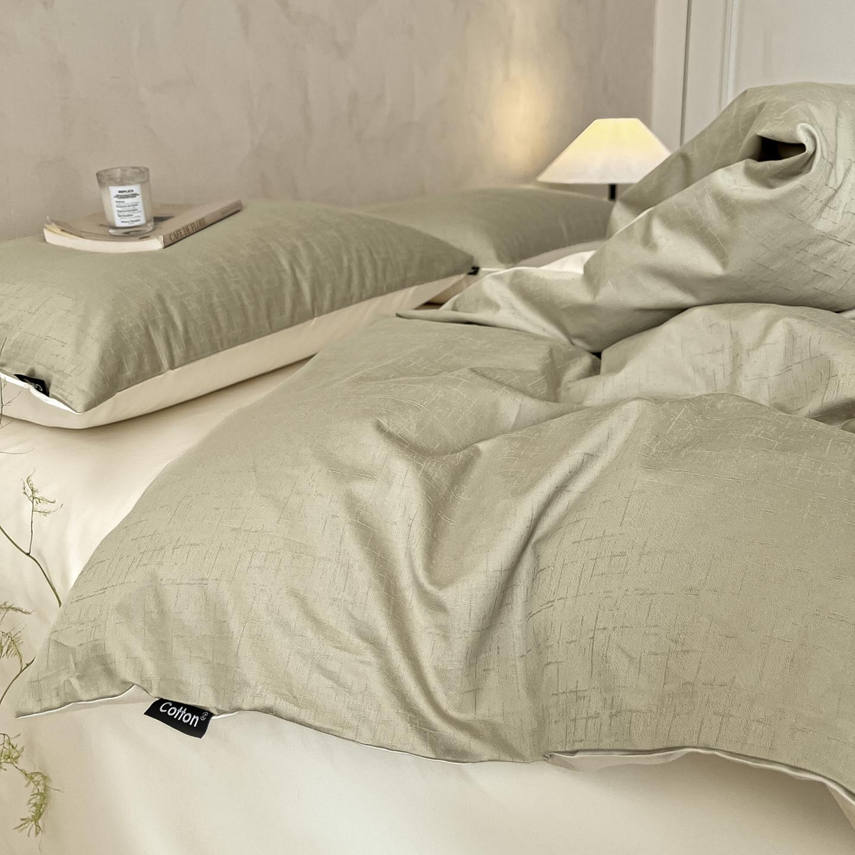 91家纺网 家纺一手货源 找家纺 2026春夏新款全棉提花浮雕四件套 凌维-绿