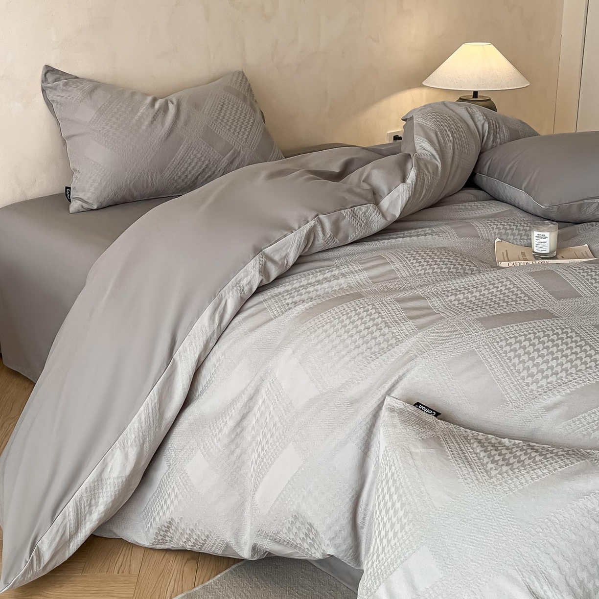 91家纺网 家纺一手货源 找家纺 2026春夏新款全棉提花浮雕四件套 千喜格