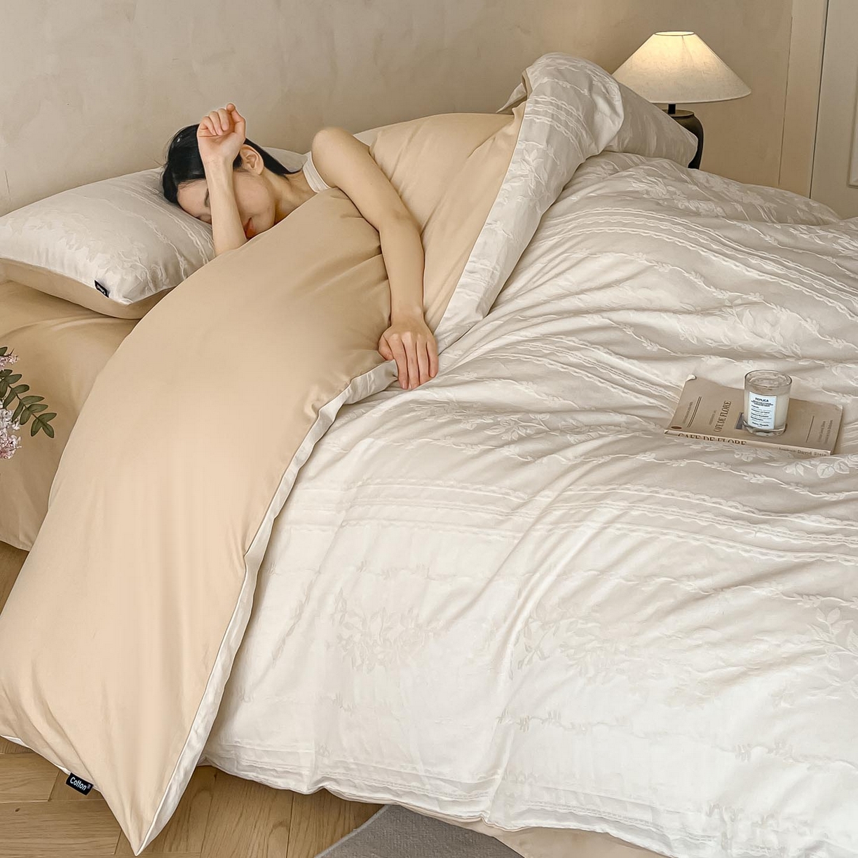 91家纺网 家纺一手货源 找家纺 2026春夏新款全棉提花浮雕四件套 甜心漾