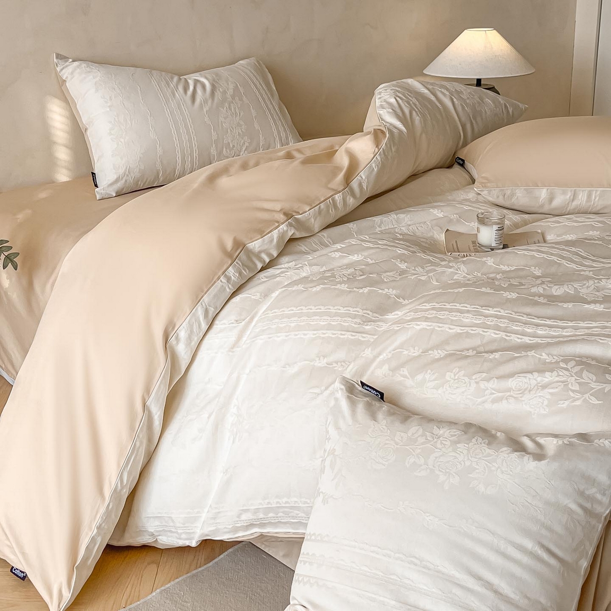 91家纺网 家纺一手货源 找家纺 2026春夏新款全棉提花浮雕四件套 甜心漾