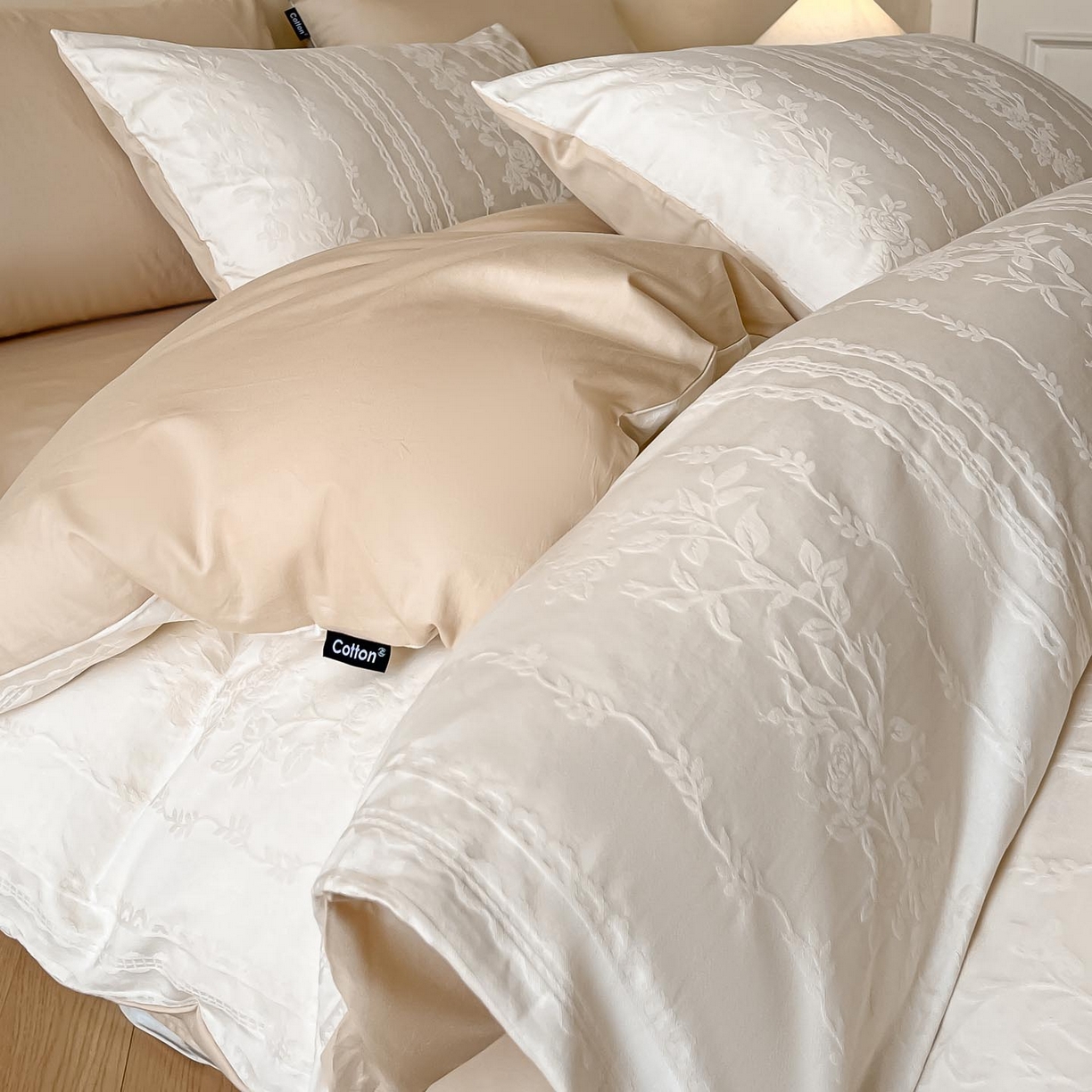 91家纺网 家纺一手货源 找家纺 2026春夏新款全棉提花浮雕四件套 甜心漾