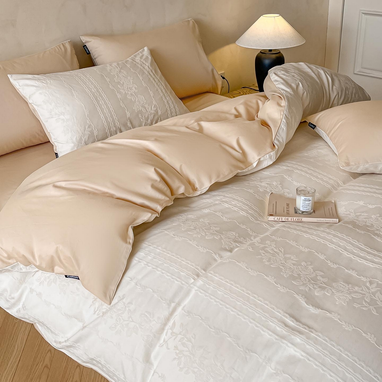 91家纺网 家纺一手货源 找家纺 2026春夏新款全棉提花浮雕四件套 甜心漾