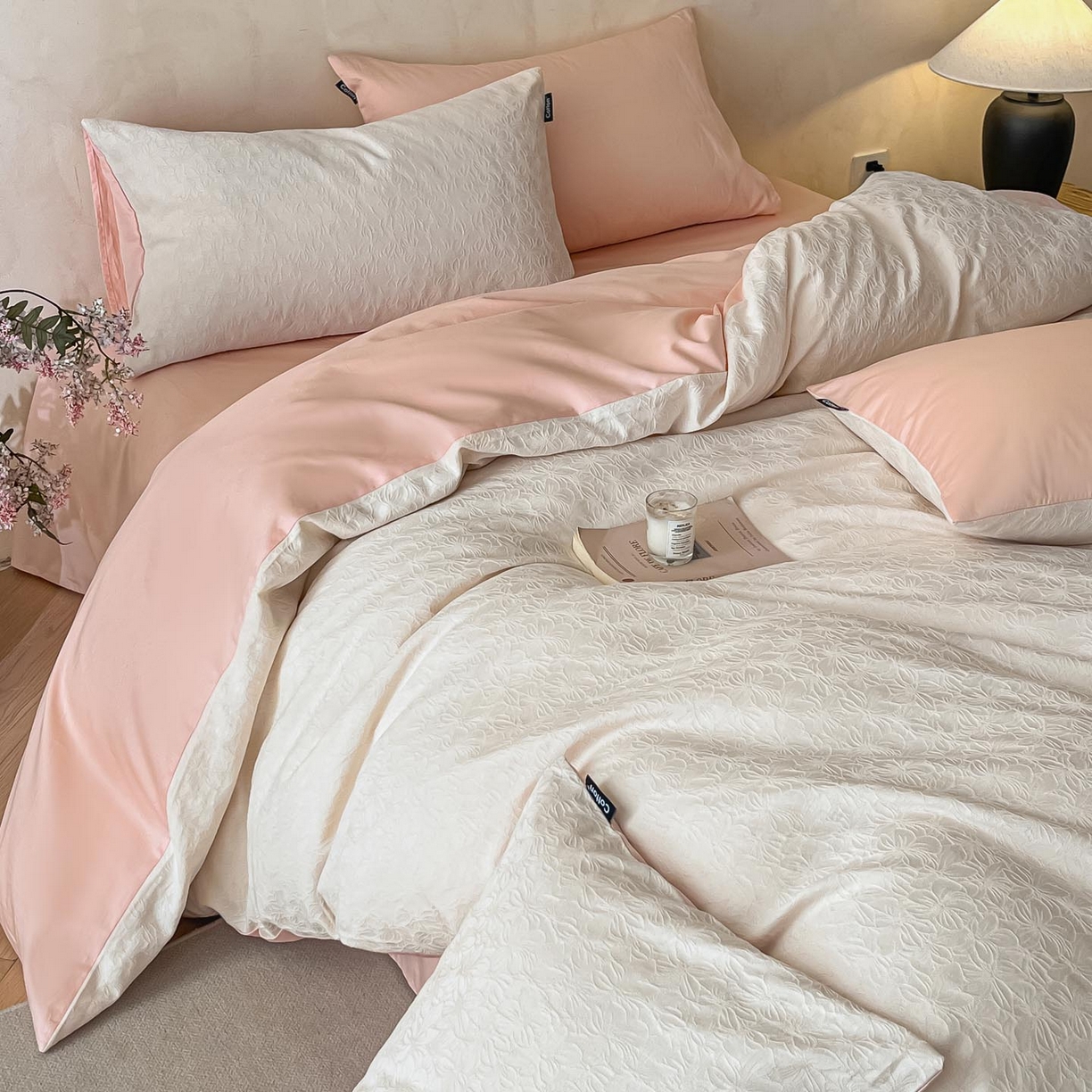 91家纺网 家纺一手货源 找家纺 2026春夏新款全棉提花浮雕四件套 微芒