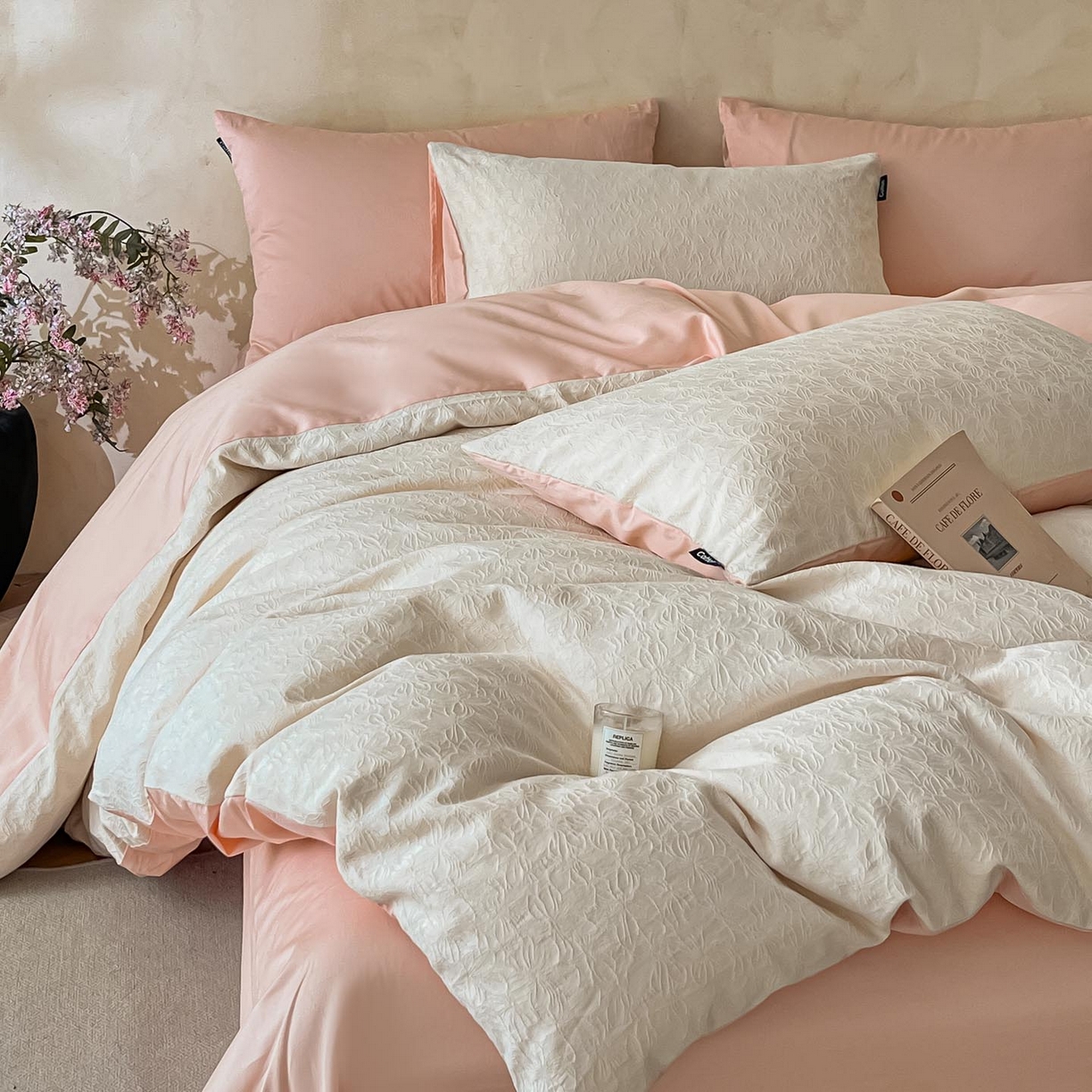 91家纺网 家纺一手货源 找家纺 2026春夏新款全棉提花浮雕四件套 微芒