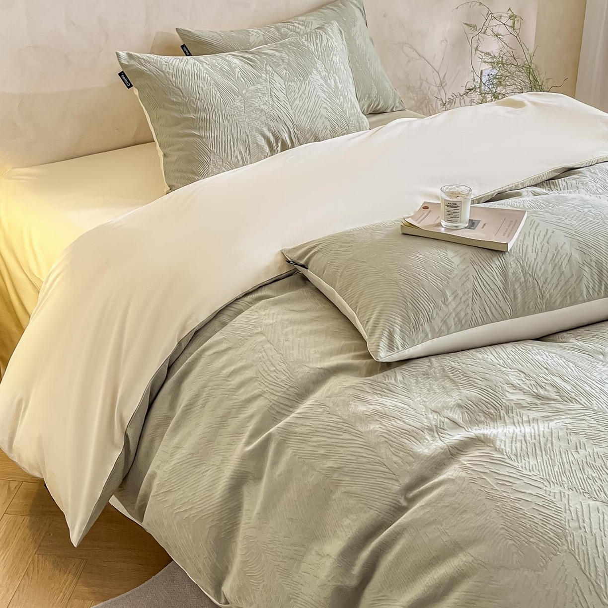 91家纺网 家纺一手货源 找家纺 2026春夏新款全棉提花浮雕四件套 织羽