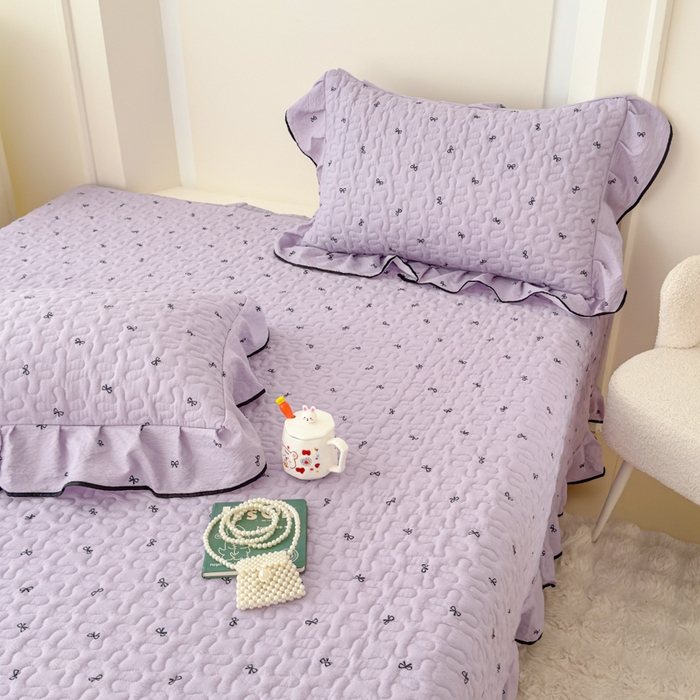 91家纺网 家纺一手货源 找家纺 999家纺 2026新款双层纱花边床盖单件加厚夹棉云感皱皱纱花边床单三件套四季跑量（提供买家秀） 蝴蝶梦【花边款】