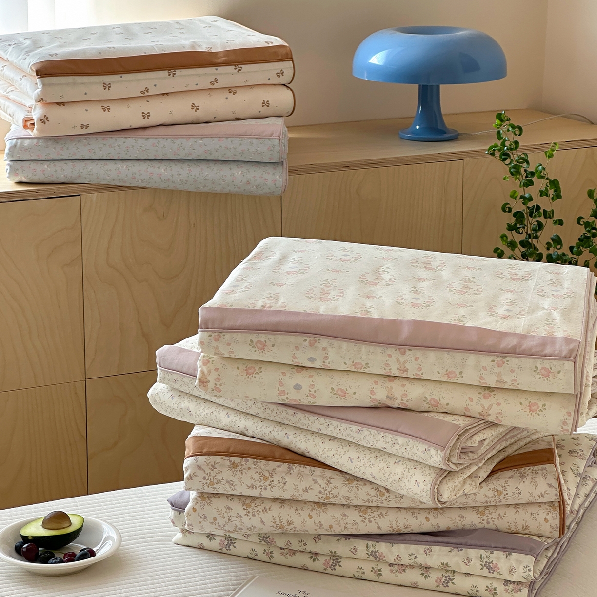 一加一 2026新款活性印花透气工艺大豆夏被夏凉被空调被四件套-棉花叙 组合图仅供展示不可下单