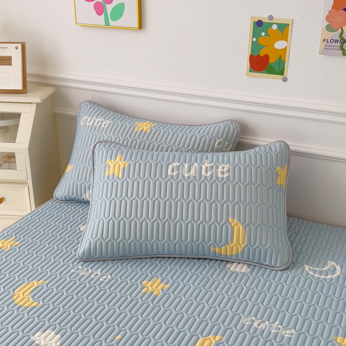 91家纺网 家纺一手货源 找家纺 丝羽坊 2026新款高密凉感丝印花乳胶凉席-平铺款 星月