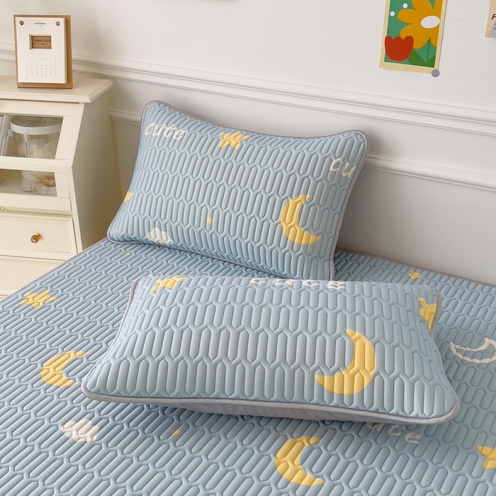 91家纺网 家纺一手货源 找家纺 丝羽坊 2026新款高密凉感丝印花乳胶凉席-平铺款 星月