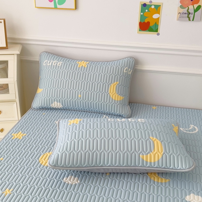 91家纺网 家纺一手货源 找家纺 丝羽坊 2026新款高密凉感丝印花乳胶凉席-平铺款 星月