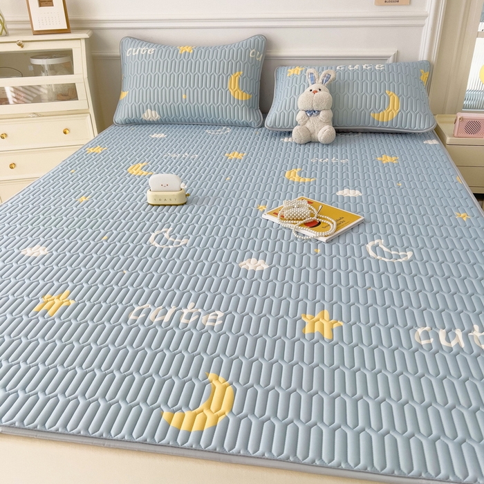 91家纺网 家纺一手货源 找家纺 丝羽坊 2026新款高密凉感丝印花乳胶凉席-平铺款 星月