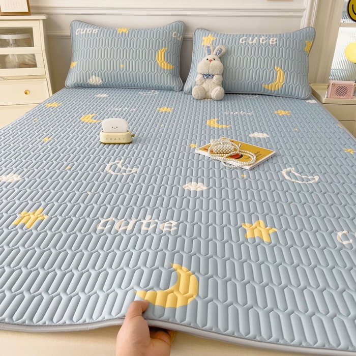 91家纺网 家纺一手货源 找家纺 丝羽坊 2026新款高密凉感丝印花乳胶凉席-平铺款 星月