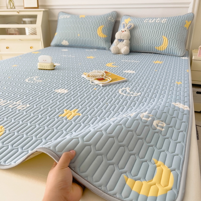 91家纺网 家纺一手货源 找家纺 丝羽坊 2026新款高密凉感丝印花乳胶凉席-平铺款 星月