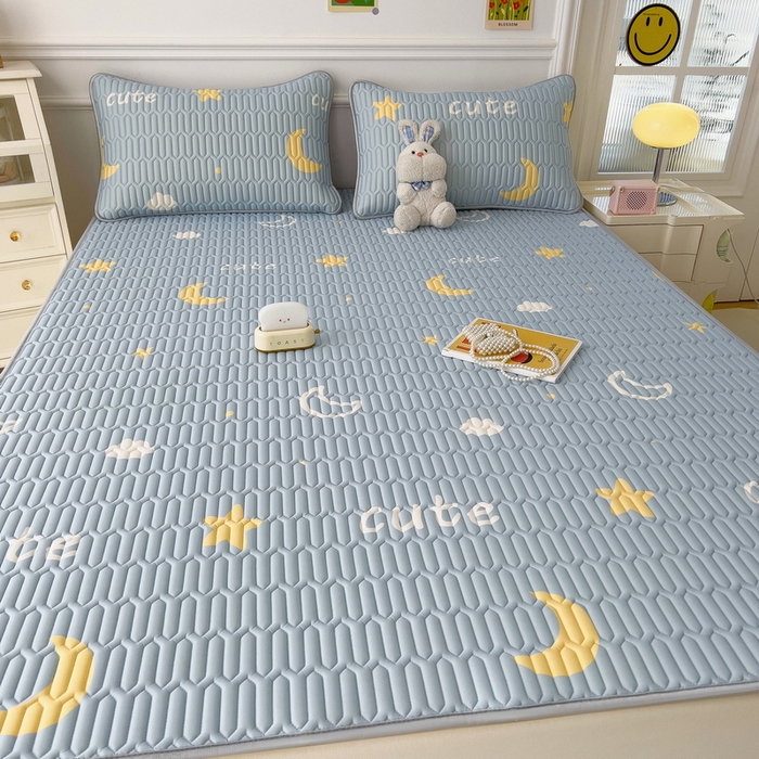 91家纺网 家纺一手货源 找家纺 丝羽坊 2026新款高密凉感丝印花乳胶凉席-平铺款 星月