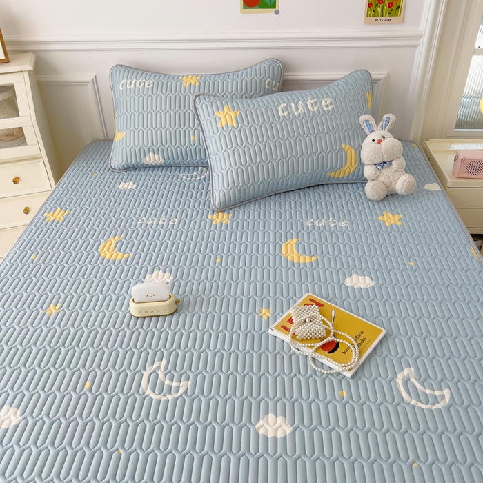 91家纺网 家纺一手货源 找家纺 丝羽坊 2026新款高密凉感丝印花乳胶凉席-平铺款 星月