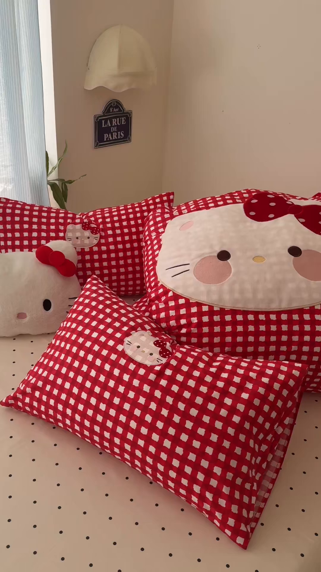 91家纺网 家纺一手货源 找家纺 美乐迪家纺 2026新款卡通13372全棉纯棉贴布绣四件套 红格猫猫