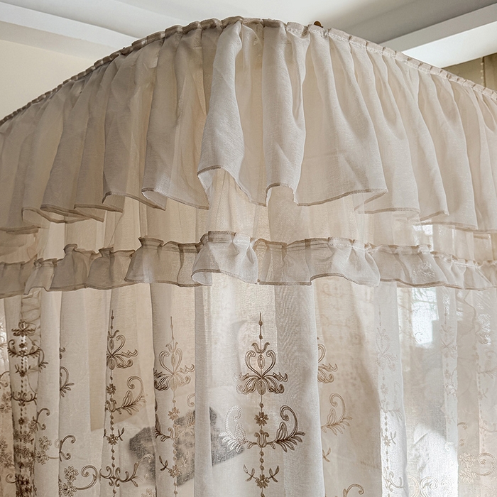 91家纺网 家纺一手货源 找家纺 （总）都市缘蚊帐 2026年新款3303多丽棉绣花工艺导轨宫廷蚊帐