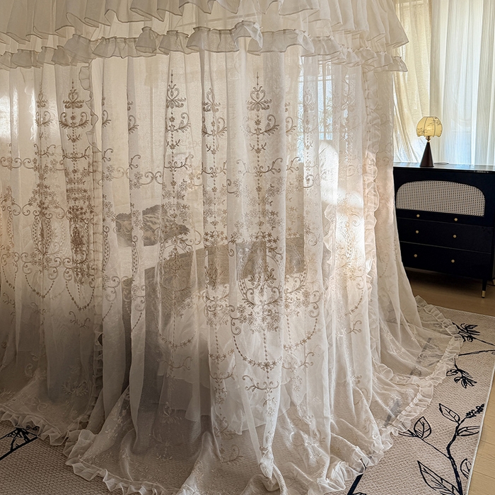 91家纺网 家纺一手货源 找家纺 （总）都市缘蚊帐 2026年新款3303多丽棉绣花工艺导轨宫廷蚊帐