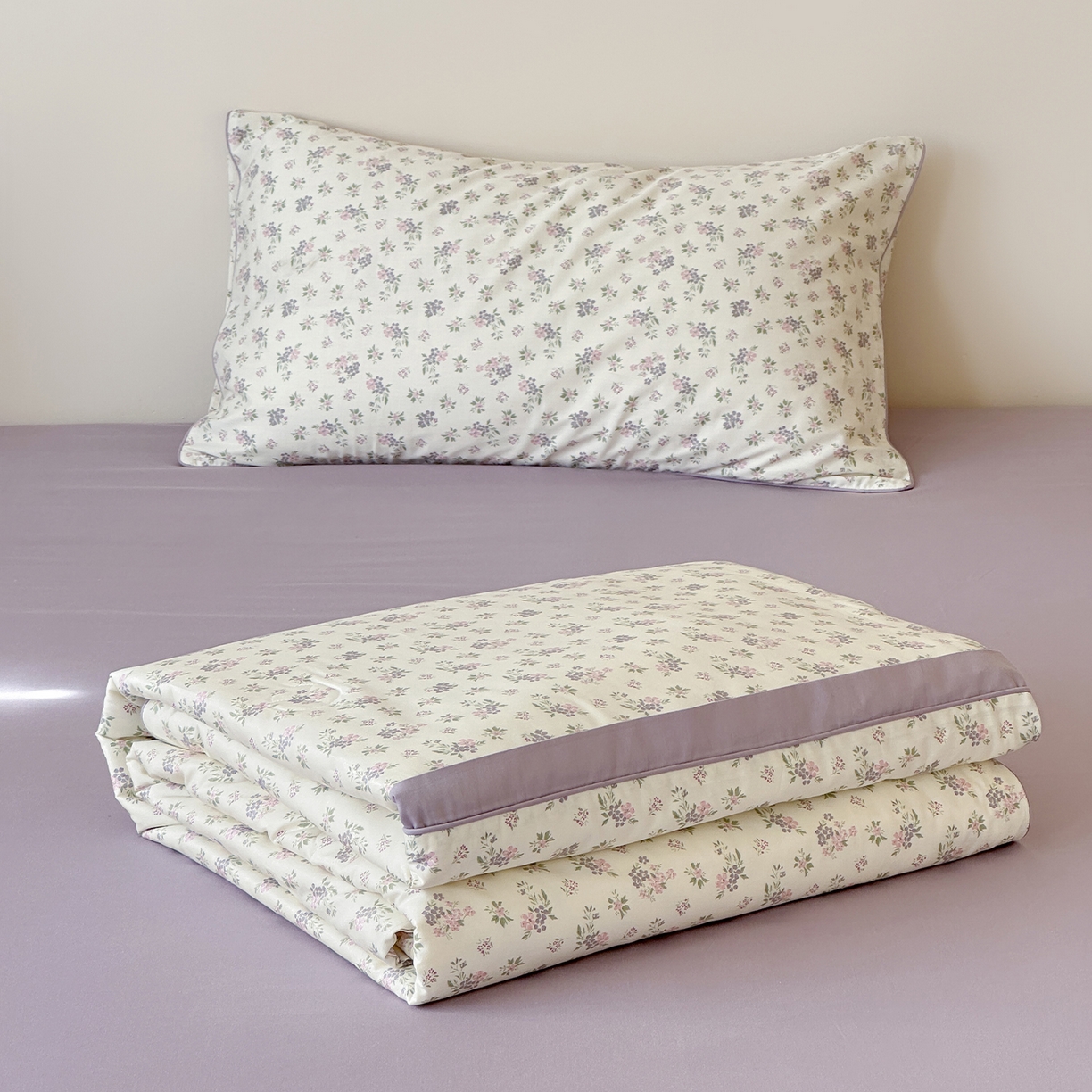 一加一 2026新款活性印花透气工艺大豆夏被夏凉被空调被四件套-棉花叙 沉香绪