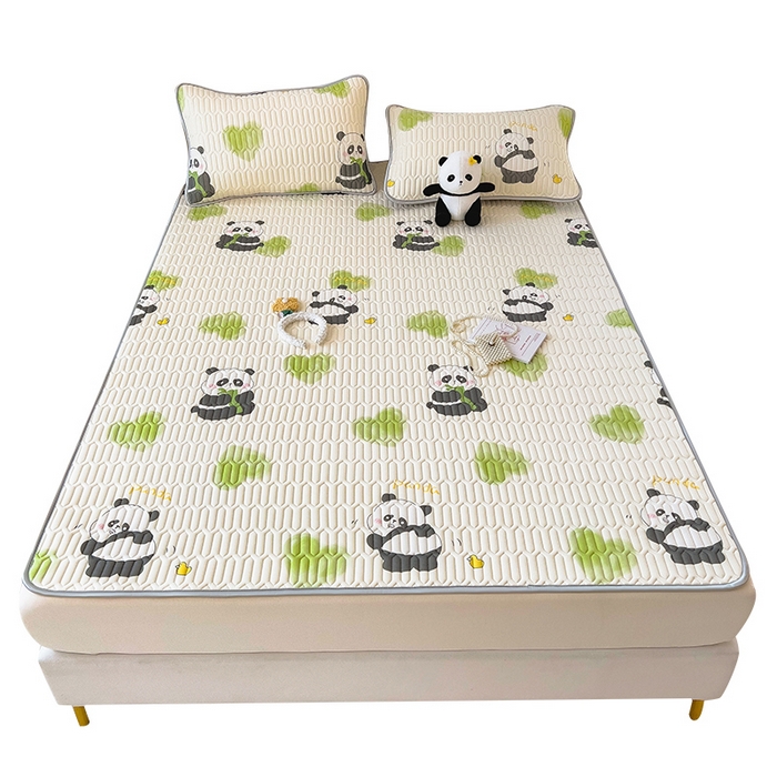 91家纺网 家纺一手货源 找家纺 丝羽坊 2026新款高密凉感丝印花乳胶凉席-平铺款 熊猫宝宝