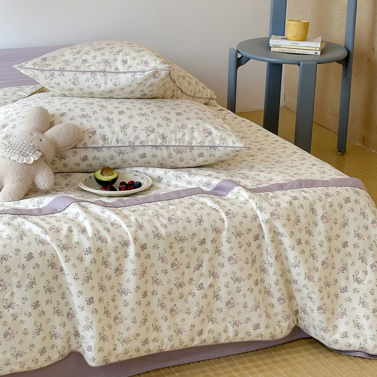 91家纺网 家纺一手货源 找家纺 一加一 2026新款活性印花透气工艺大豆夏被夏凉被空调被四件套-棉花叙 沉香绪