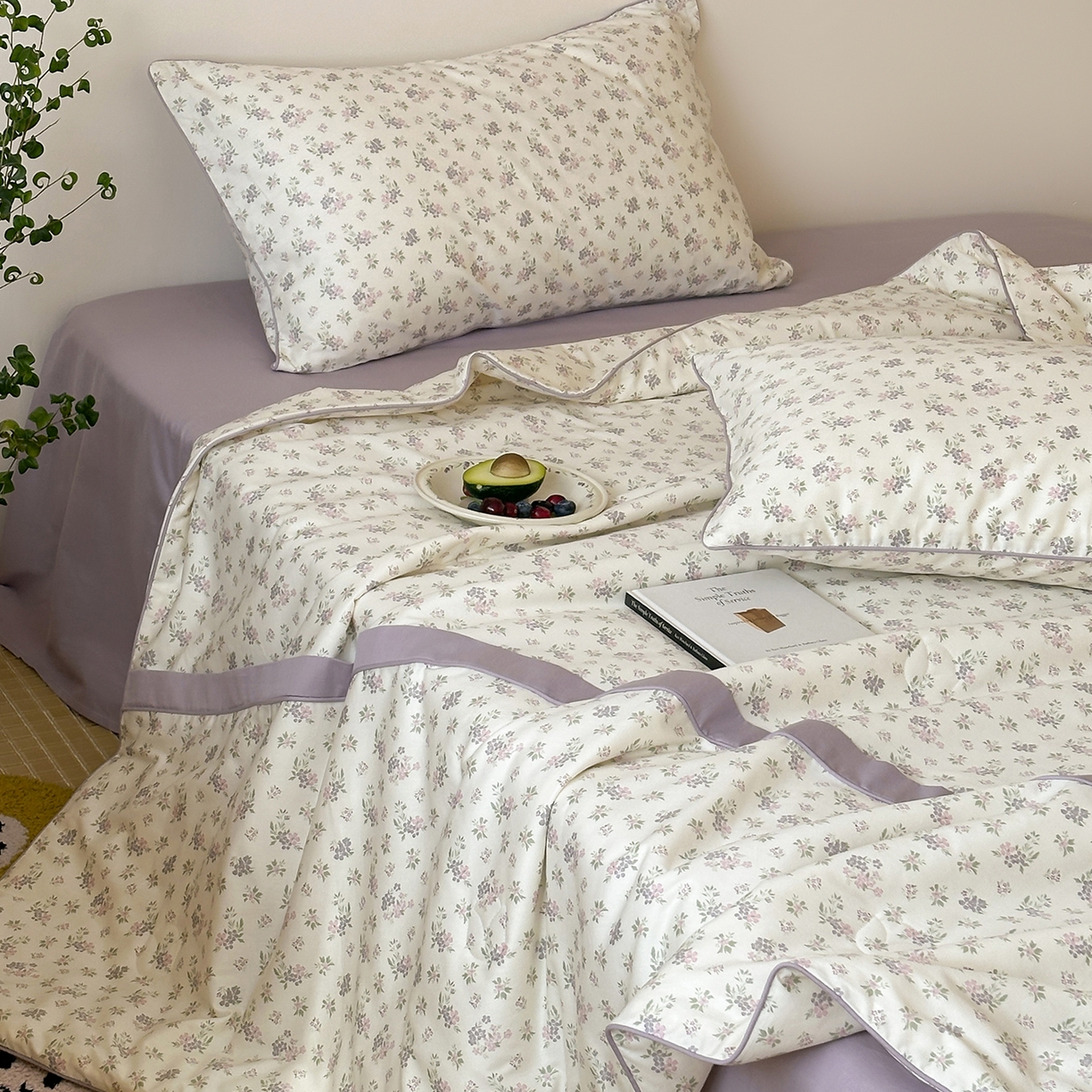 91家纺网 家纺一手货源 找家纺 一加一 2026新款活性印花透气工艺大豆夏被夏凉被空调被四件套-棉花叙 沉香绪