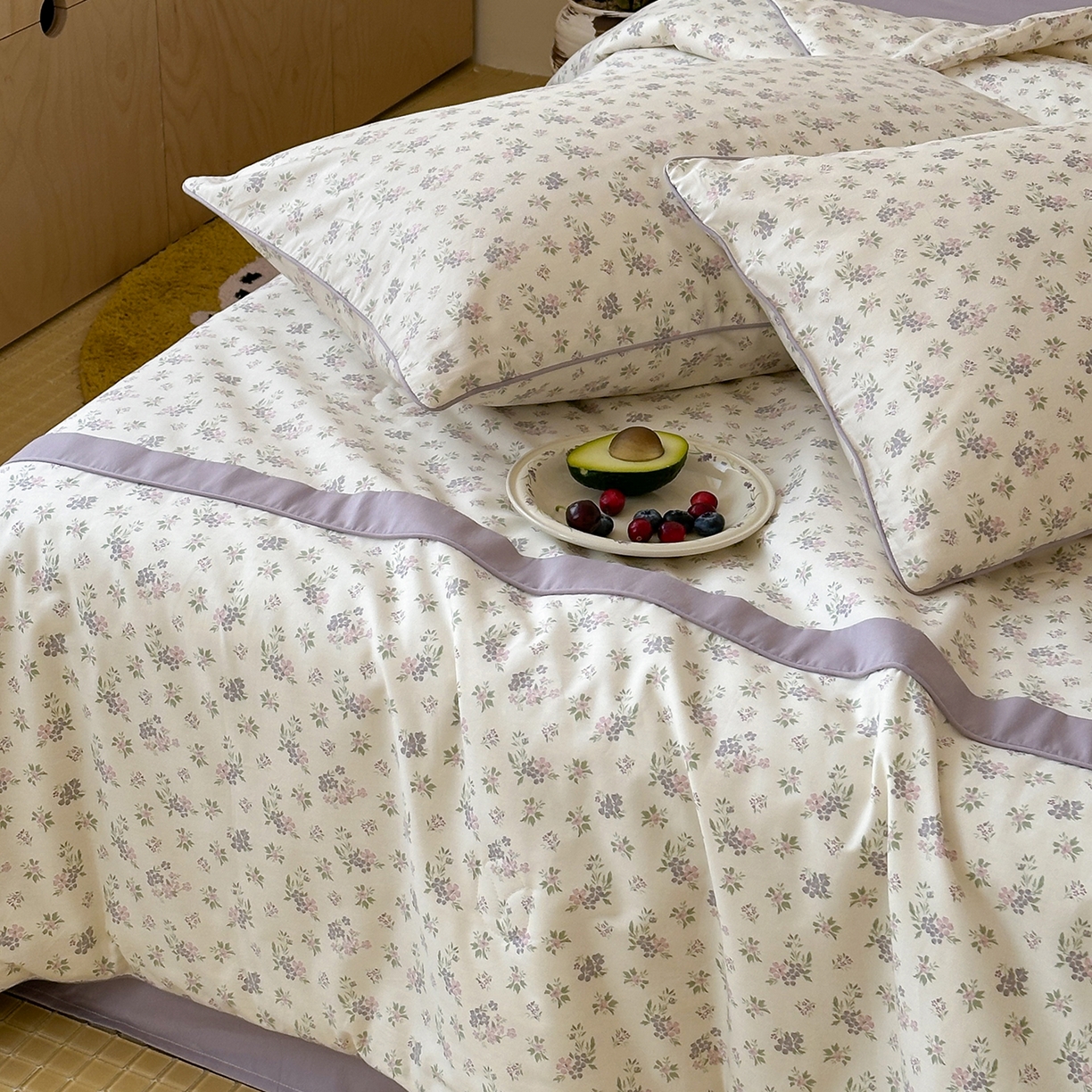 91家纺网 家纺一手货源 找家纺 一加一 2026新款活性印花透气工艺大豆夏被夏凉被空调被四件套-棉花叙 沉香绪