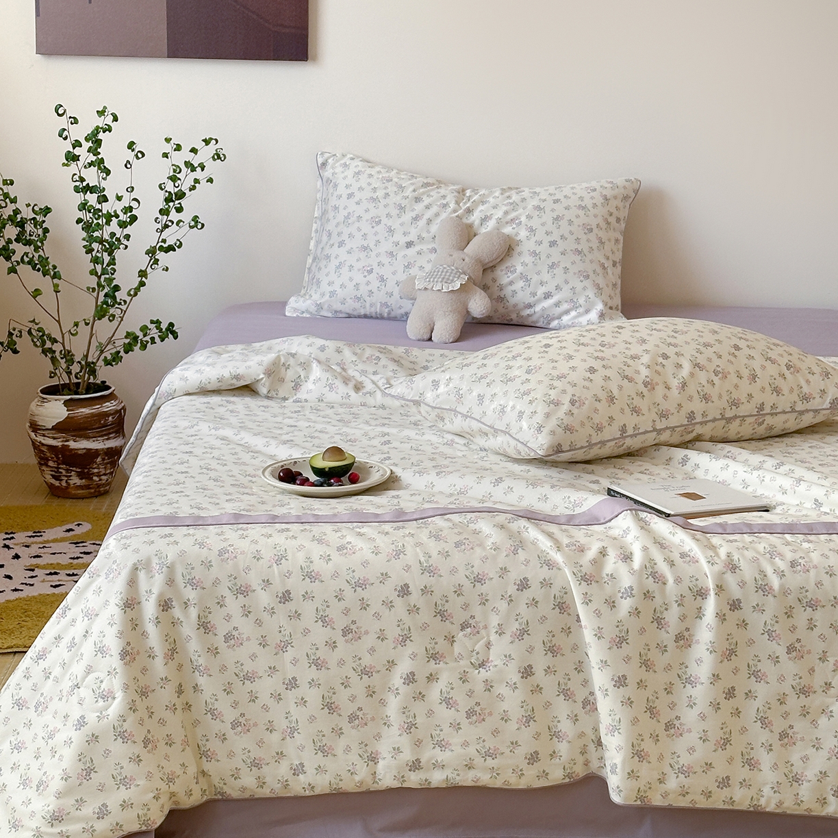 91家纺网 家纺一手货源 找家纺 一加一 2026新款活性印花透气工艺大豆夏被夏凉被空调被四件套-棉花叙 沉香绪