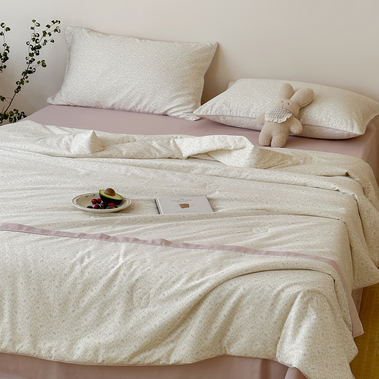 91家纺网 家纺一手货源 找家纺 一加一 2026新款活性印花透气工艺大豆夏被夏凉被空调被四件套-棉花叙 花间蜓