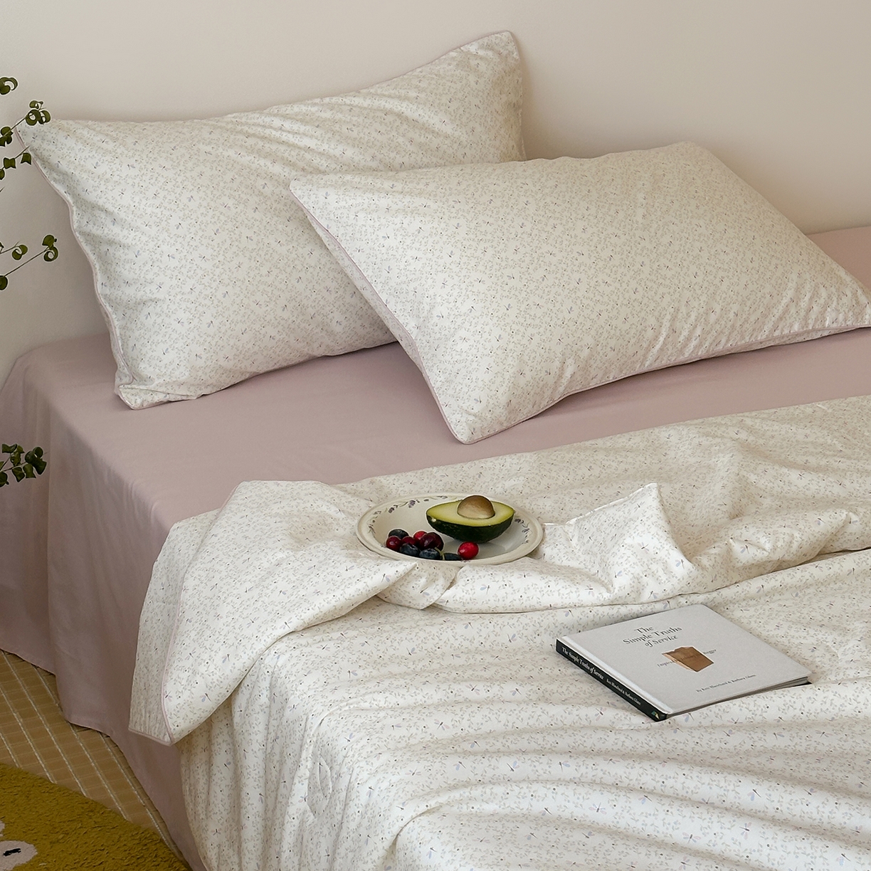 91家纺网 家纺一手货源 找家纺 一加一 2026新款活性印花透气工艺大豆夏被夏凉被空调被四件套-棉花叙 花间蜓