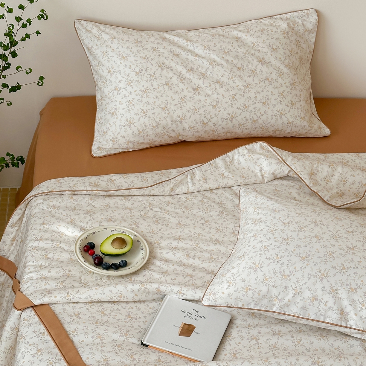 91家纺网 家纺一手货源 找家纺 一加一 2026新款活性印花透气工艺大豆夏被夏凉被空调被四件套-棉花叙 花影斜