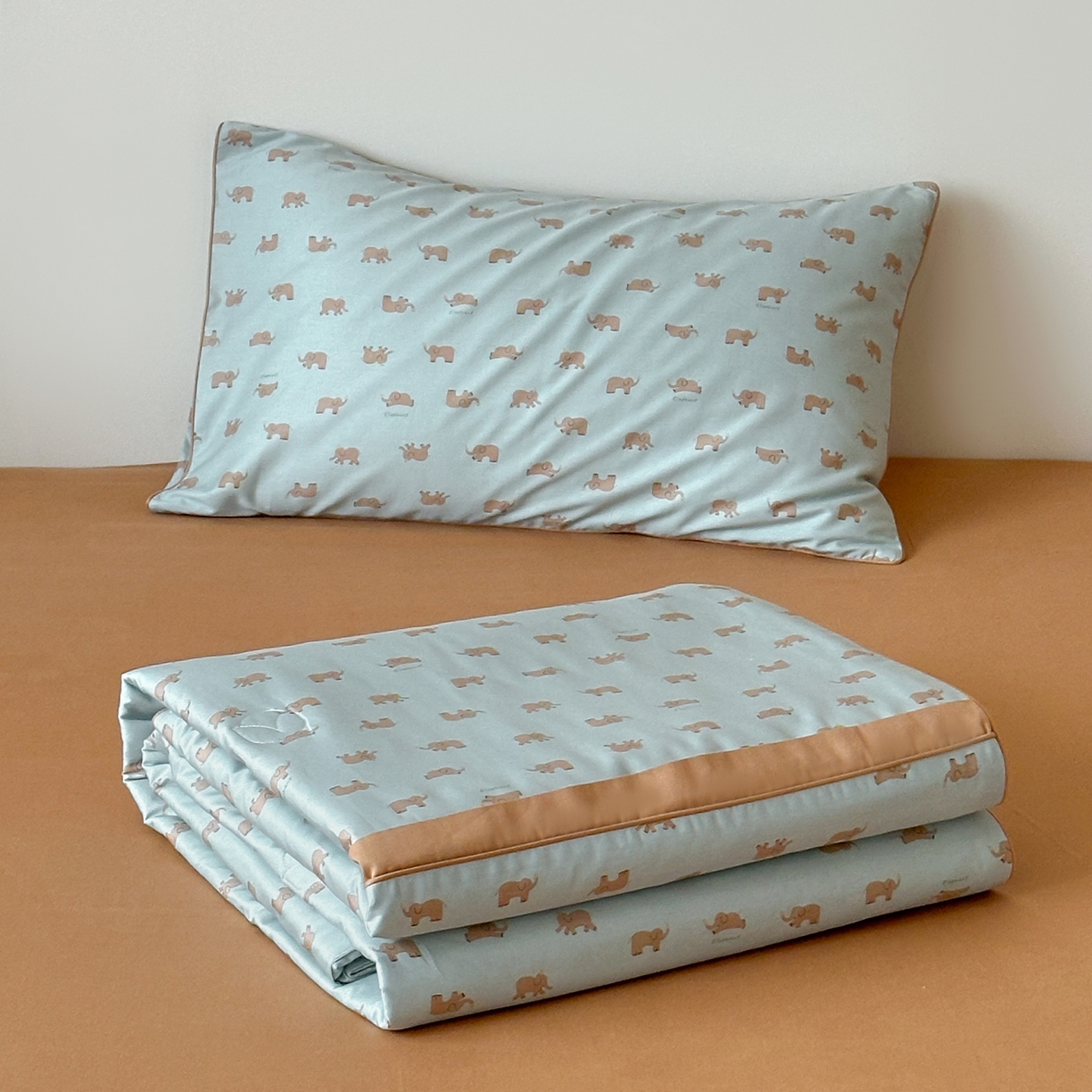 一加一 2026新款活性印花透气工艺大豆夏被夏凉被空调被四件套-棉花叙 麦田小象 绿