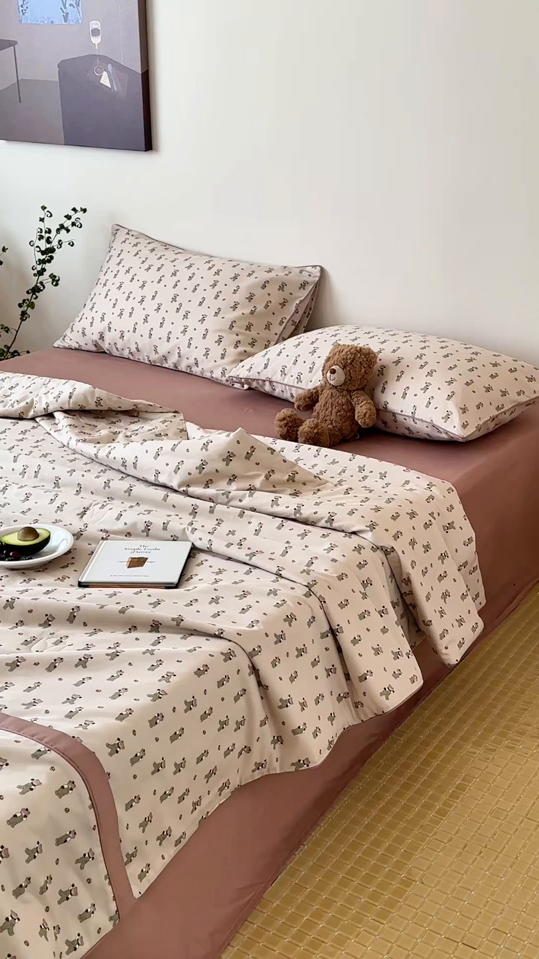 91家纺网 家纺一手货源 找家纺 一加一 2026新款活性印花透气工艺大豆夏被夏凉被空调被四件套-棉花叙 麦田熊熊