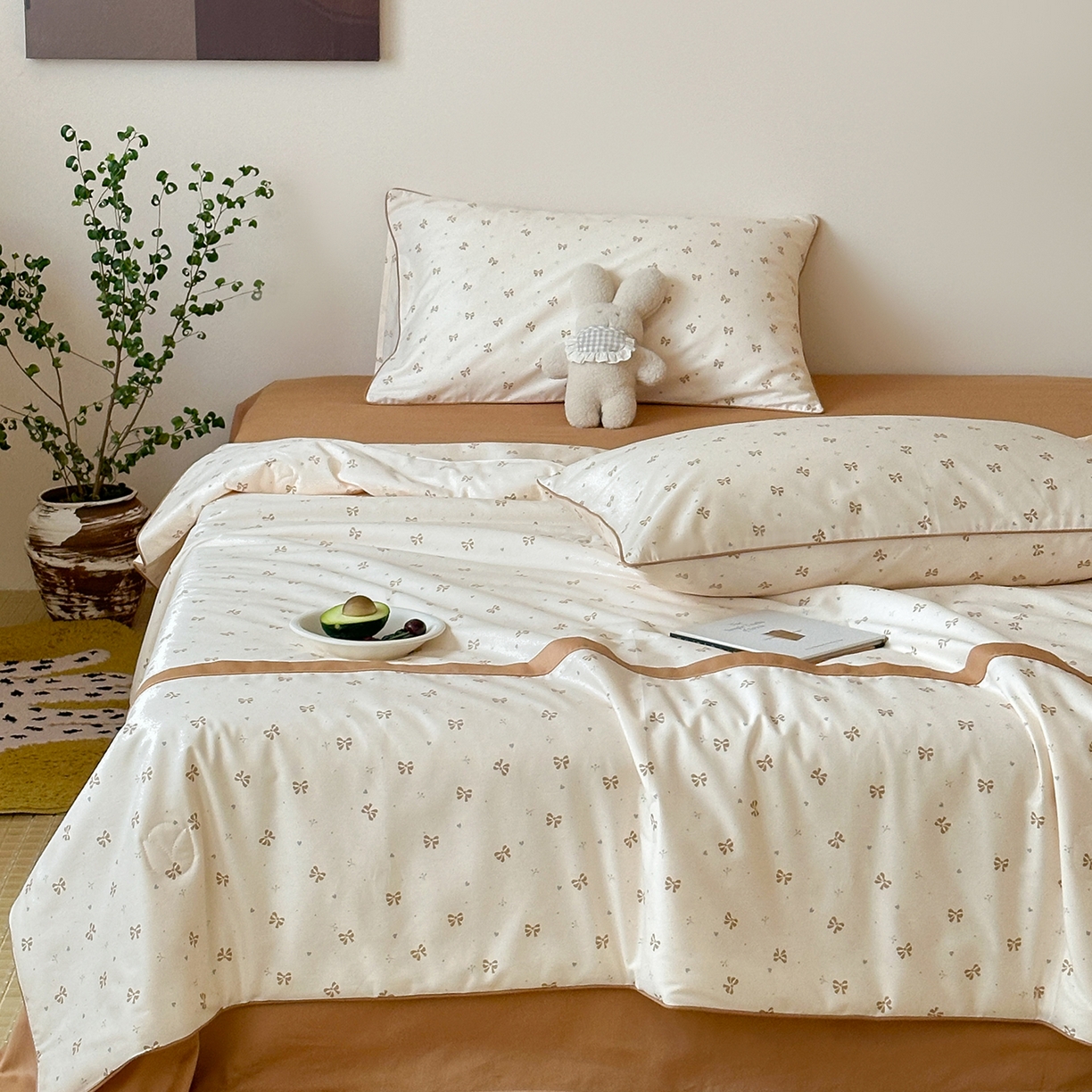 91家纺网 家纺一手货源 找家纺 一加一 2026新款活性印花透气工艺大豆夏被夏凉被空调被四件套-棉花叙 曼城蝴蝶