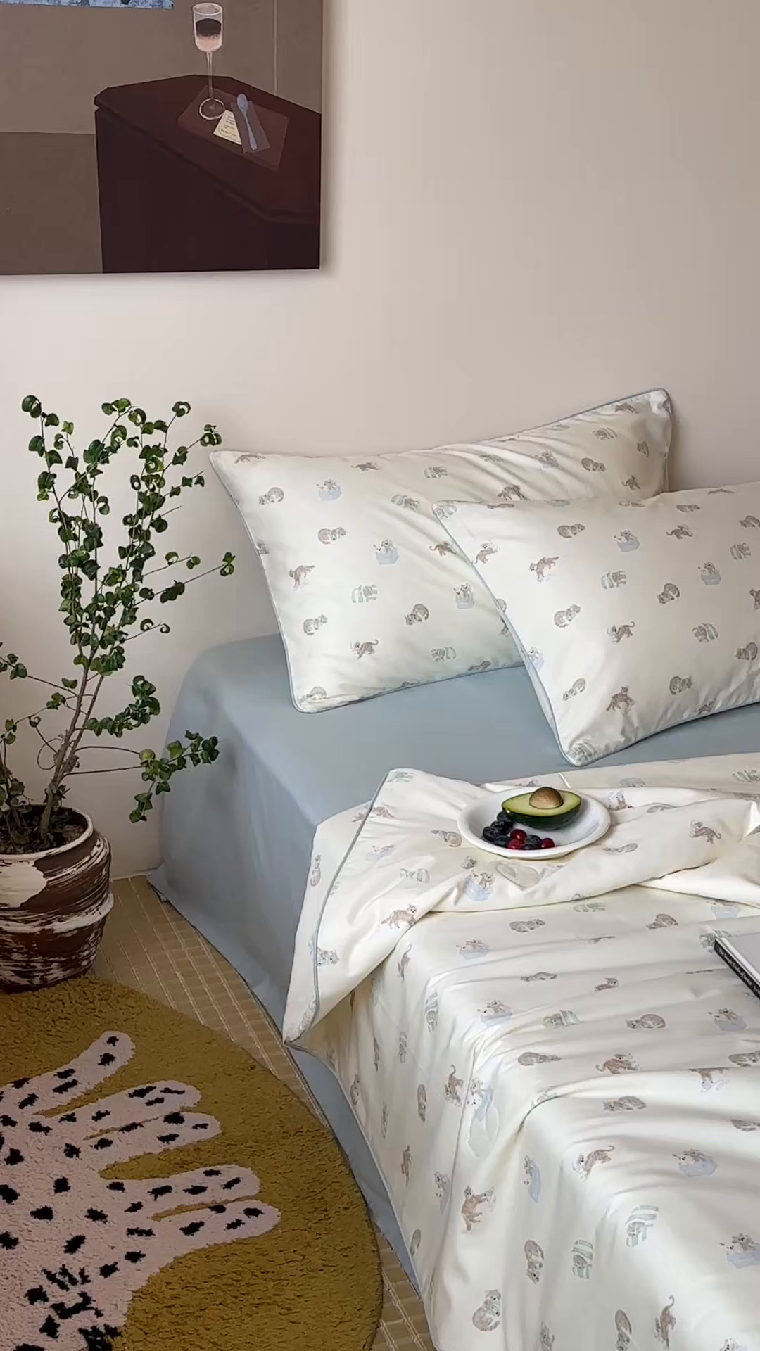 91家纺网 家纺一手货源 找家纺 一加一 2026新款活性印花透气工艺大豆夏被夏凉被空调被四件套-棉花叙 喵可爱