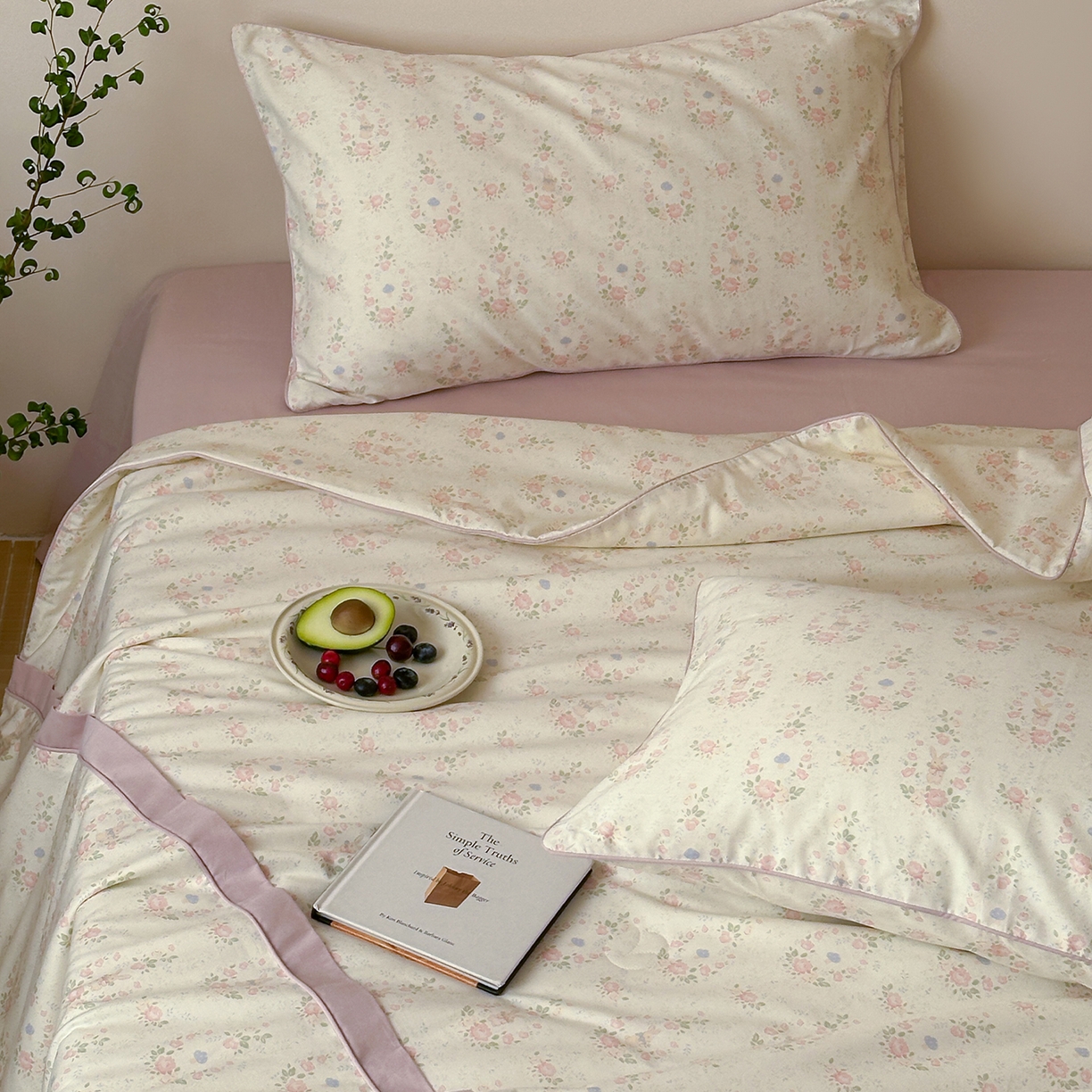 91家纺网 家纺一手货源 找家纺 一加一 2026新款活性印花透气工艺大豆夏被夏凉被空调被四件套-棉花叙 兔语花田