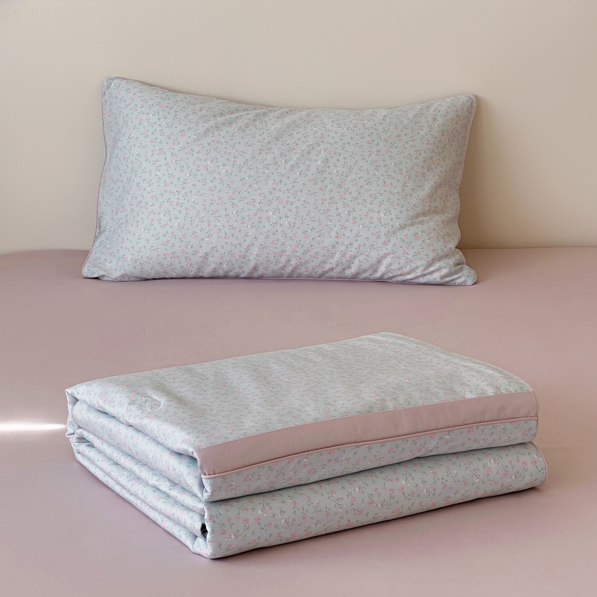 一加一 2026新款活性印花透气工艺大豆夏被夏凉被空调被四件套-棉花叙 微光纪年