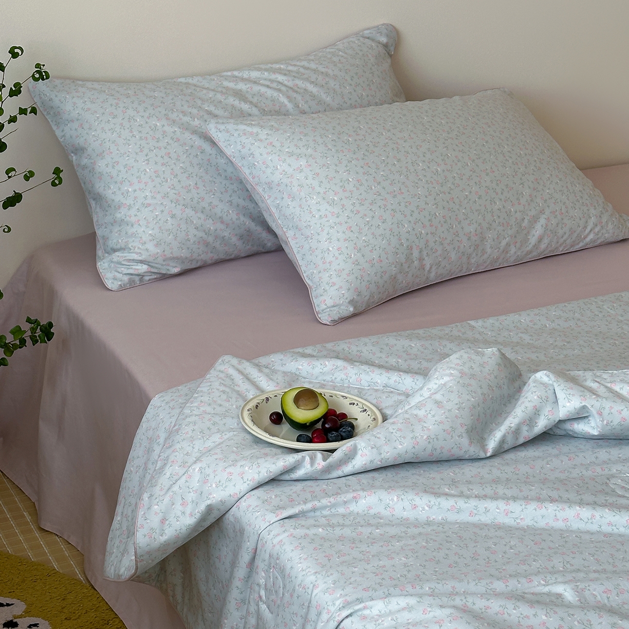 91家纺网 家纺一手货源 找家纺 一加一 2026新款活性印花透气工艺大豆夏被夏凉被空调被四件套-棉花叙 微光纪年