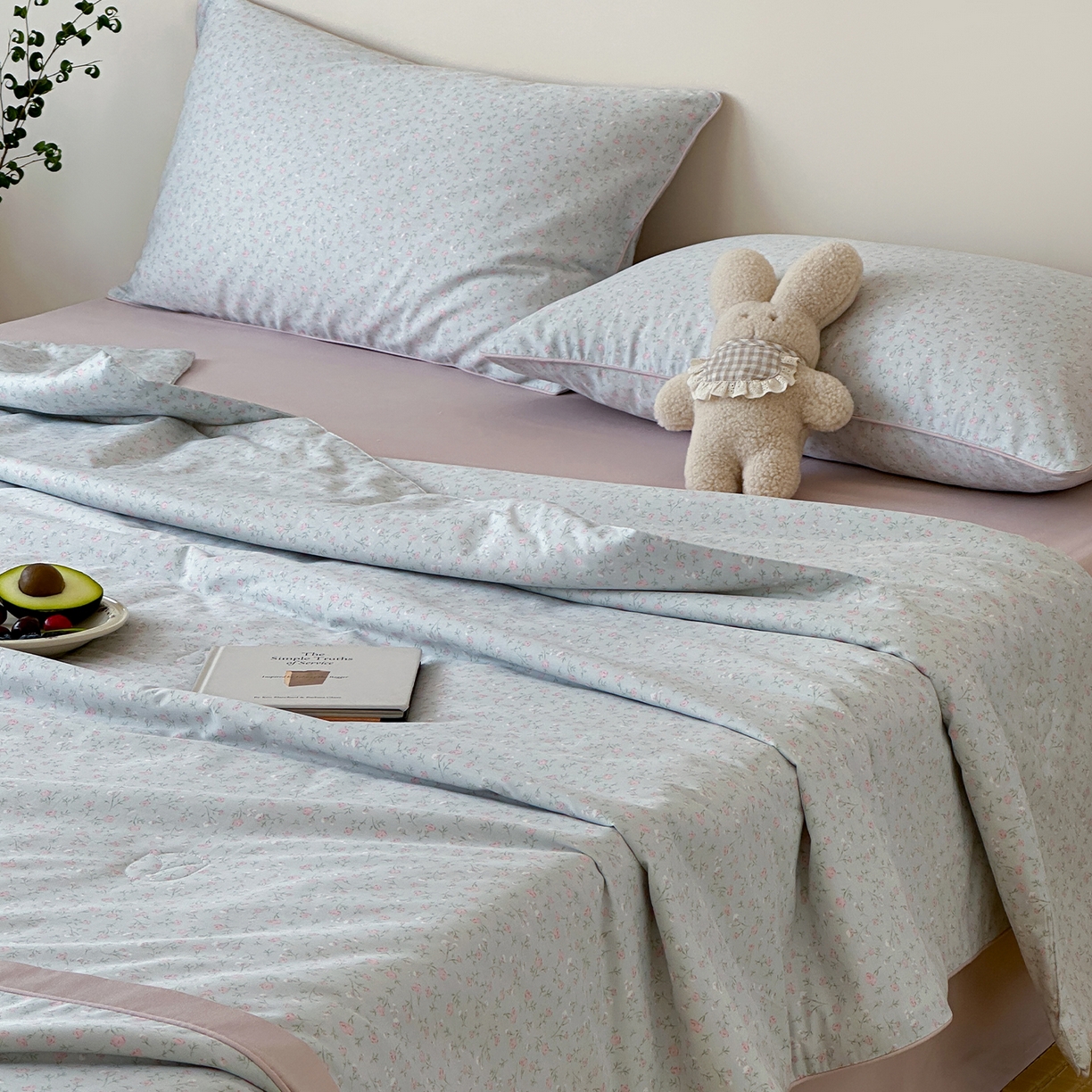 91家纺网 家纺一手货源 找家纺 一加一 2026新款活性印花透气工艺大豆夏被夏凉被空调被四件套-棉花叙 微光纪年