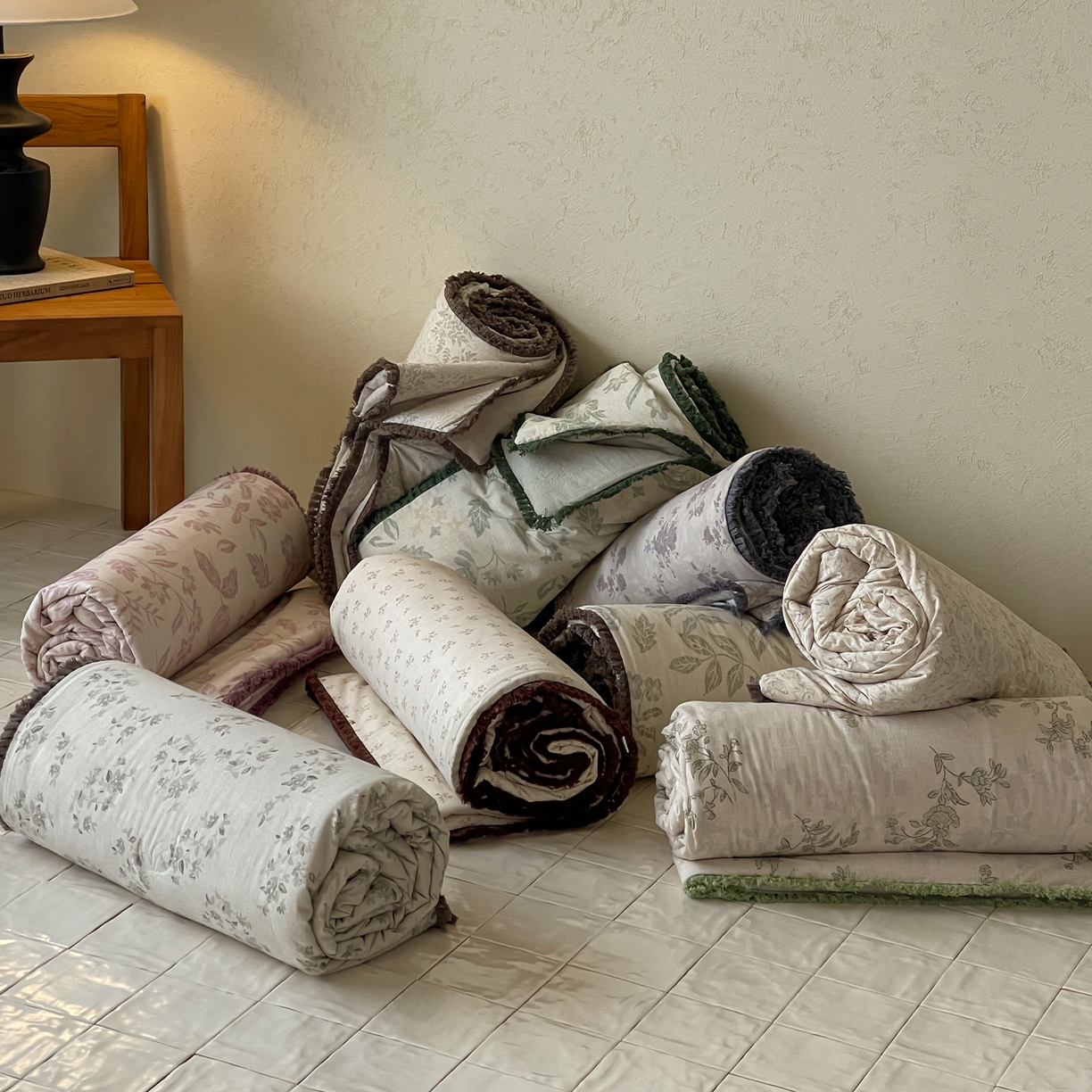 91家纺网 家纺一手货源 找家纺 （总）一加一 2026新款A类棉麻透气提花花边凉感夏被夏凉被空调被四件套棉麻叙