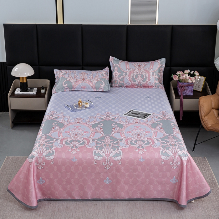 91家纺网 家纺一手货源 找家纺 （总）念家居 2026新款轻奢可机洗水洗床单款高密大版斜纹冰丝凉席三件套