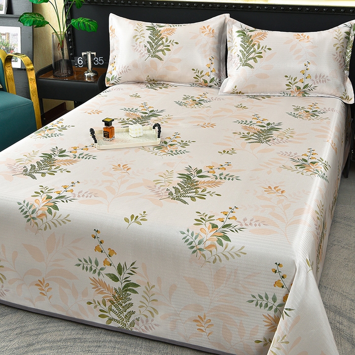 91家纺网 家纺一手货源 找家纺 （总）念家居 2026新款轻奢可机洗水洗床单款高密大版斜纹冰丝凉席三件套