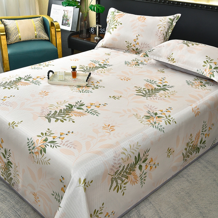 91家纺网 家纺一手货源 找家纺 （总）念家居 2026新款轻奢可机洗水洗床单款高密大版斜纹冰丝凉席三件套