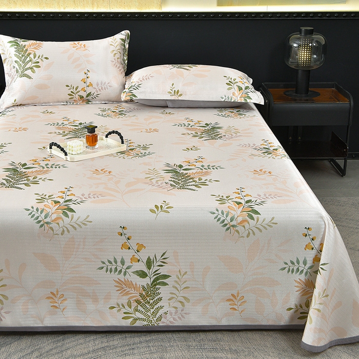 91家纺网 家纺一手货源 找家纺 （总）念家居 2026新款轻奢可机洗水洗床单款高密大版斜纹冰丝凉席三件套